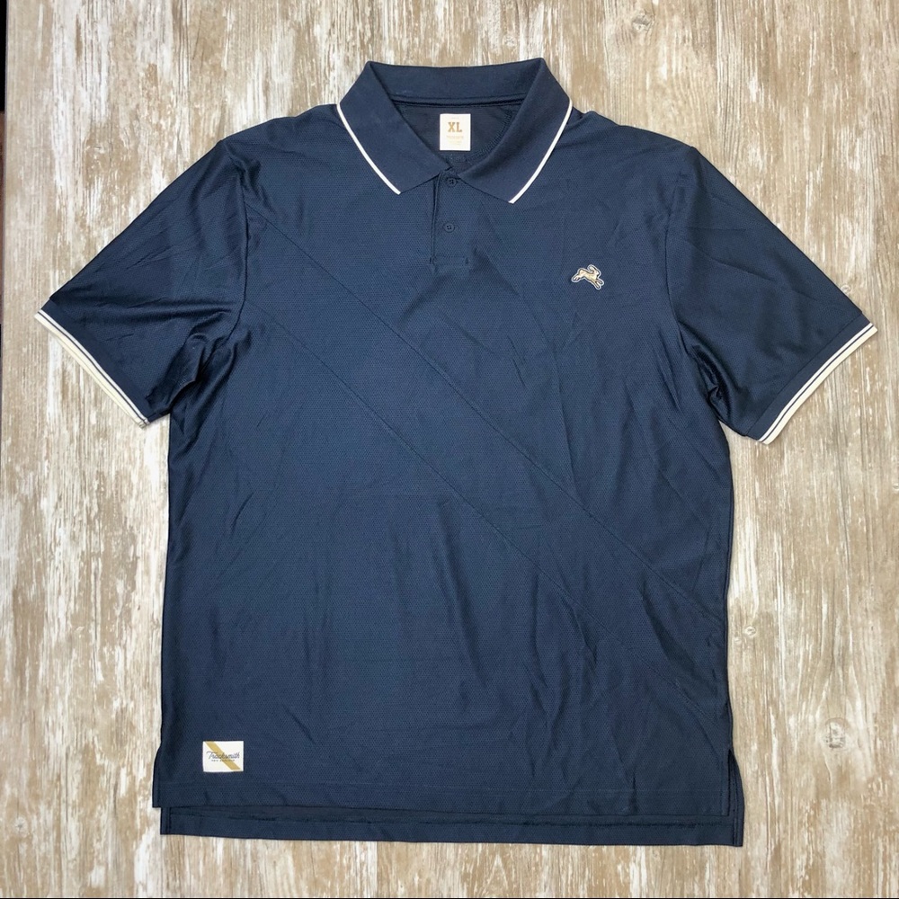 Tracksmith Navy Polo with White Piping